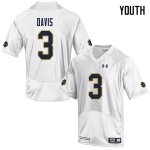 Notre Dame Fighting Irish Youth Avery Davis #3 White Under Armour Authentic Stitched College NCAA Football Jersey COE6799BB